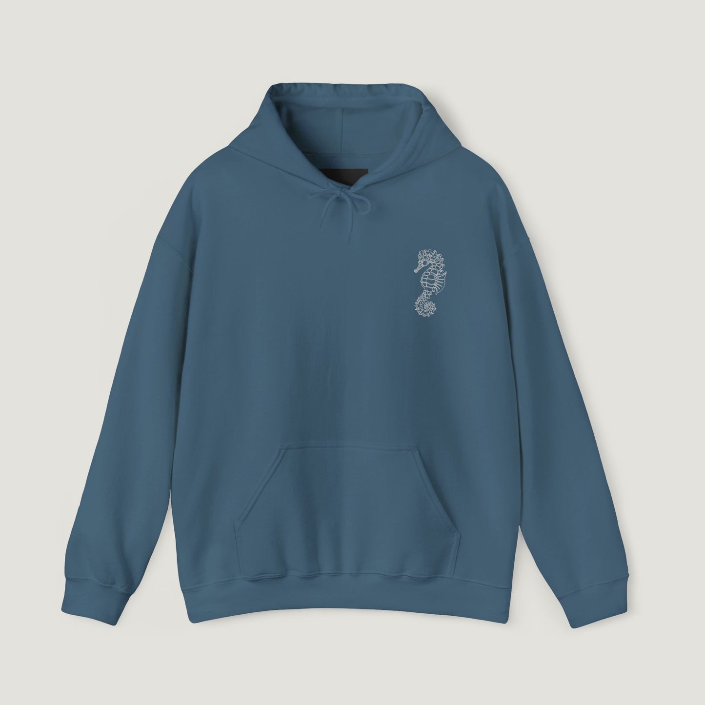 indigo blue seahorse hoodie