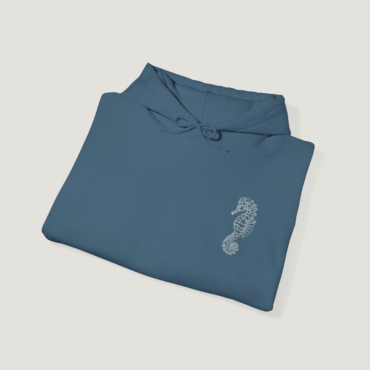 indigo blue seahorse hoodie