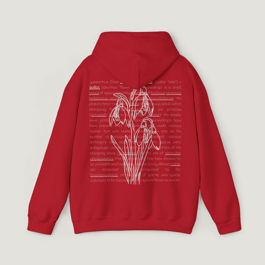 cherry red 'snowdrops' hoodie