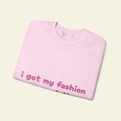 "i got my fashion sense at the clearance rack" crewneck sweatshirt