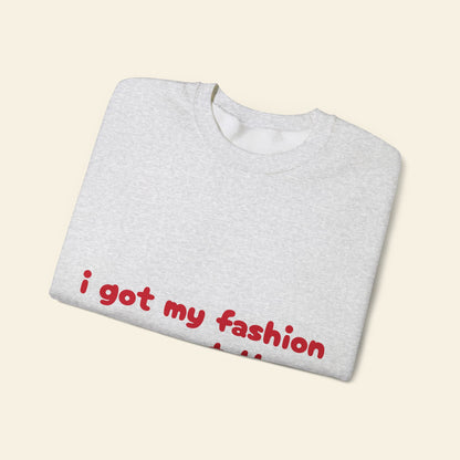 "i got my fashion sense at the clearance rack" crewneck sweatshirt