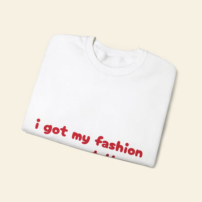 "i got my fashion sense at the clearance rack" crewneck sweatshirt